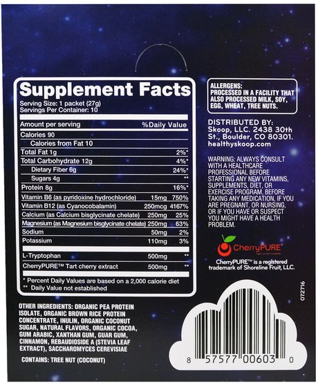 補充劑，蛋白質，睡眠 - Healthy Skoop, Plant-Based Sleep Protein, Tirami-Snooze, 10 Packets, 0.95 oz (27 g) Each