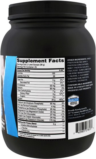 補充劑，蛋白質，運動蛋白質 - 21st Century, ReNourish, Sport, Whey Protein, Vanilla, 32 oz (908 g)
