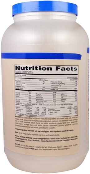 補充劑，蛋白質，運動蛋白質 - Natures Best, IsoPure, Whey Protein Isolate, Natural Vanilla Flavor, 3 lb (1361 g)