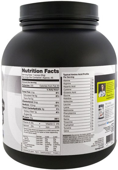 補充劑，蛋白質，運動蛋白質，運動，運動 - Vega, Clean Protein, Vanilla, 54.8 oz (1.55 kg)