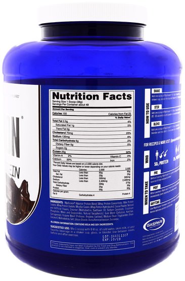 補充劑，蛋白質，運動蛋白質，乳清蛋白 - Gaspari Nutrition, MyoFusion, Advanced Protein, Milk Chocolate, 4 lbs (1.81 kg)