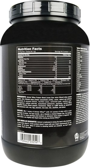 補充劑，蛋白質 - Universal Nutrition, Animal Whey, Muscle Food, Chocolate Coconut, 2 lbs (907 g)