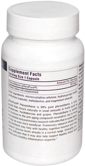補充劑，紫檀芪 - Source Naturals, Pterostilbene, 50 mg, 120 Capsules