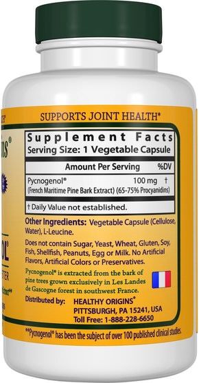 補充劑，碧蘿芷 - Healthy Origins, Pycnogenol, 100 mg, 30 Veggie Caps