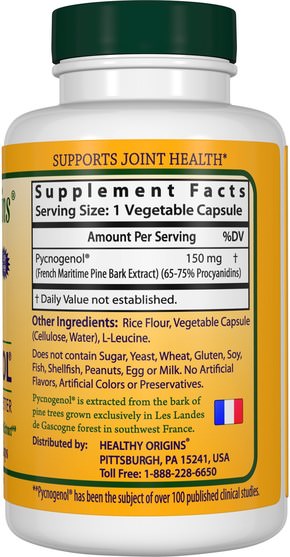 補充劑，碧蘿芷 - Healthy Origins, Pycnogenol, 150 mg, 120 Veggie Caps