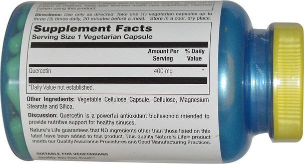 補充劑，槲皮素 - Natures Life, Quercetin, 400 mg, 100 Veggie Caps
