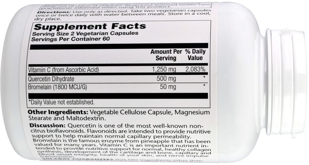 補充劑，槲皮素 - Solaray, QBC Plex - Quercetin, Bromelain, Vitamin C Complex, 120 Veggie Caps