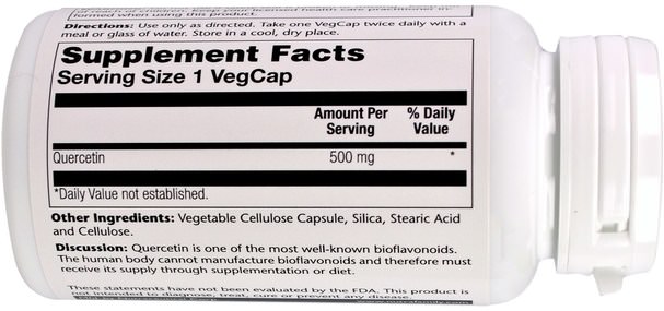 補充劑，槲皮素 - Solaray, Quercetin, 500 mg, 90 Veggie Caps
