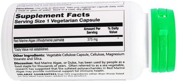 補充劑，紅色礦物海藻 - Solaray, Red Marine Algae, 375 mg, 100 Vegetarian Capsules
