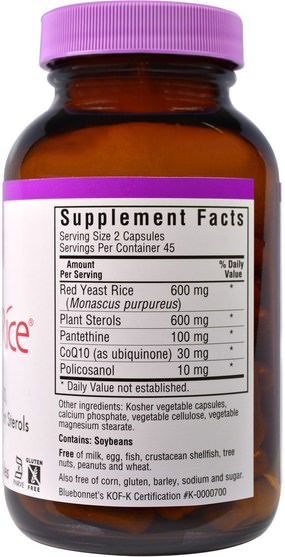 補充劑，紅曲米，膽固醇支持，紅曲米+輔酶q10 - Bluebonnet Nutrition, CholesteRice, 90 Veggie Caps