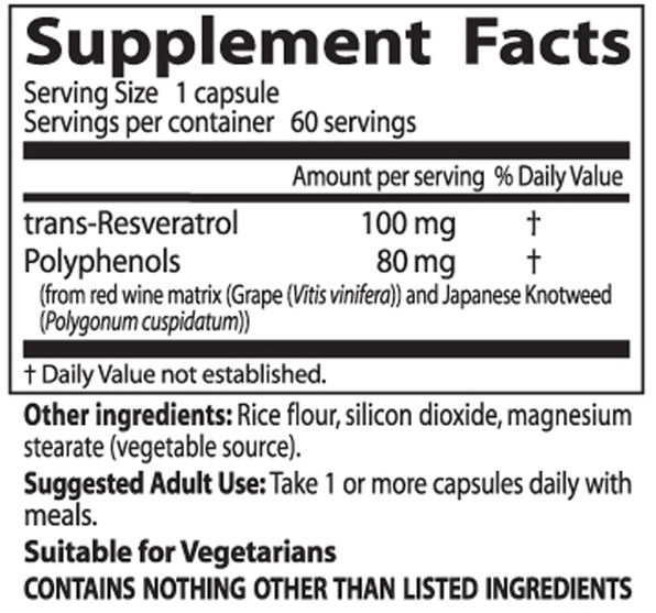 補充劑，白藜蘆醇 - Doctors Best, Trans-Resveratrol 100, 100 mg, 60 Veggie Caps