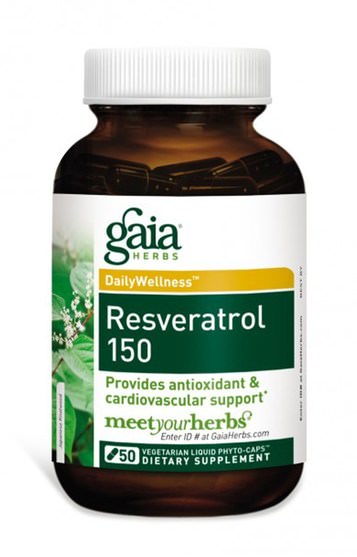 補充劑，白藜蘆醇 - Gaia Herbs, Resveratrol 150, 50 Vegetarian Liquid Phyto-Caps