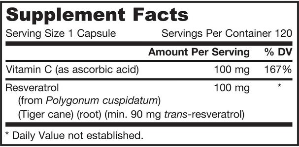 補充劑，白藜蘆醇 - Jarrow Formulas, Resveratrol, 100 mg, 120 Veggie Caps