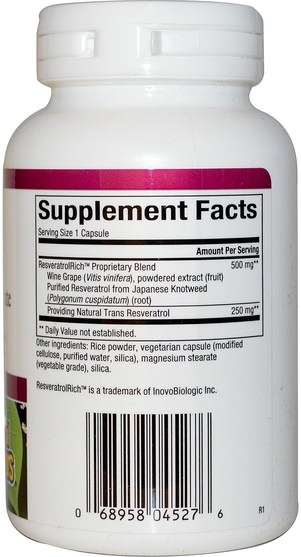補充劑，白藜蘆醇 - Natural Factors, ResveratrolRich, Super Strength, Resveratrol Concentrate, 60 Veggie Caps