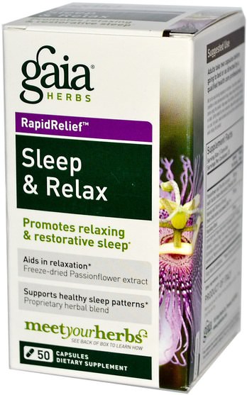 補充，睡覺 - Gaia Herbs, RapidRelief, Sleep & Relax, 50 Capsules