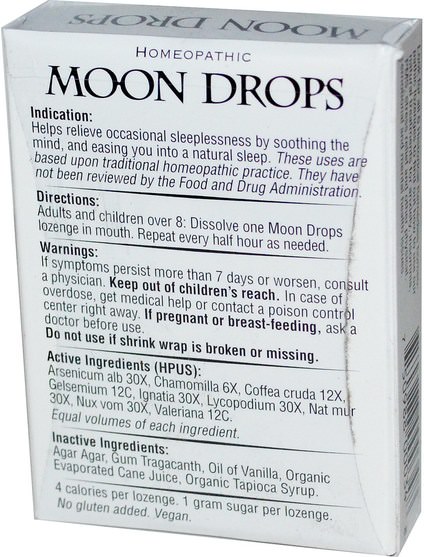 補充，睡覺 - Historical Remedies, Moon Drops, 30 Homeopathic Lozenges