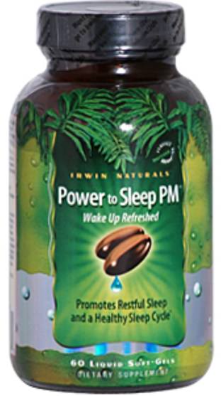 補充劑，睡眠，褪黑激素 - Irwin Naturals, Power to Sleep PM, 60 Liquid Soft-Gels