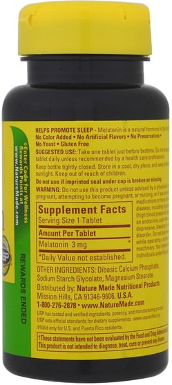 補充，睡覺 - Nature Made, Melatonin, 3 mg, 240 Tablets