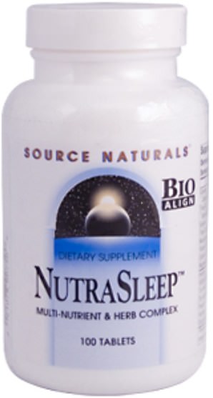 補充劑，睡眠支持 - Source Naturals, NutraSleep, 100 Tablets