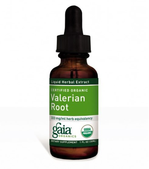 補品，睡覺，纈草 - Gaia Herbs, Certified Organic Valerian Root, 1 fl oz (30 ml)
