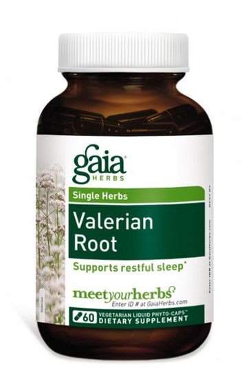 補品，睡覺，纈草 - Gaia Herbs, Valerian Root, 60 Vegetarian Liquid Phyto-Caps