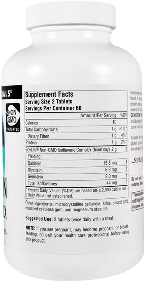 補充劑，豆製品，大豆染料木黃酮 - Source Naturals, Genistein, Soy Complex, 1.000 mg, 120 Tablets