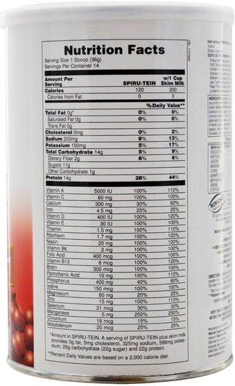 補充劑，豆製品，大豆蛋白，大米蛋白粉 - Natures Plus, Spiru-Tein, High Protein Energy Meal, Exotic Red Fruit, 1.1 lbs (504 g)