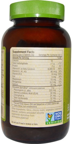 補充劑，螺旋藻 - Nutrex Hawaii, Pure Hawaiian Spirulina Pacifica, Natures Multi-Vitamin, 500 mg, 400 Tablets
