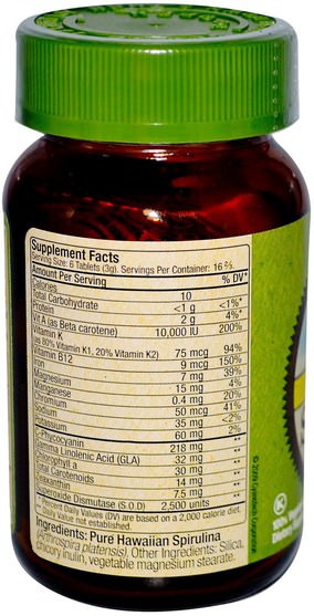 補充劑，螺旋藻 - Nutrex Hawaii, Pure Hawaiian Spirulina Pacifica, Natures Multi-Vitamin, 500 mg, 100 Tablets