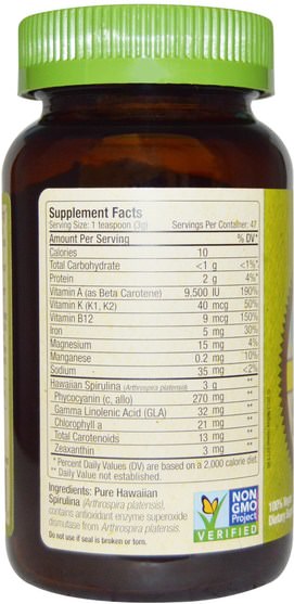 補充劑，螺旋藻 - Nutrex Hawaii, Pure Hawaiian Spirulina Pacifica, Natures Multi-Vitamin, Powder, 5 oz (142 g)