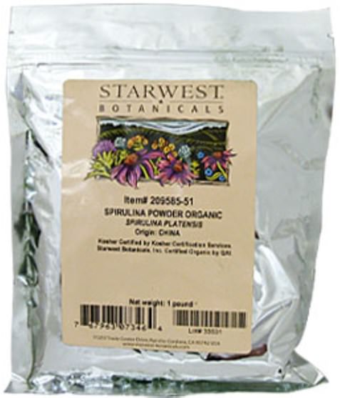 補充劑，螺旋藻 - Starwest Botanicals, Spirulina Powder, Organic 1 lb (453.6 g)