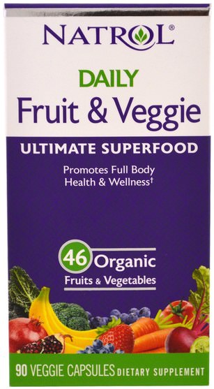 補品，超級水果 - Natrol, Daily Fruit & Veggie, Ultimate Superfood, 90 Veggie Caps