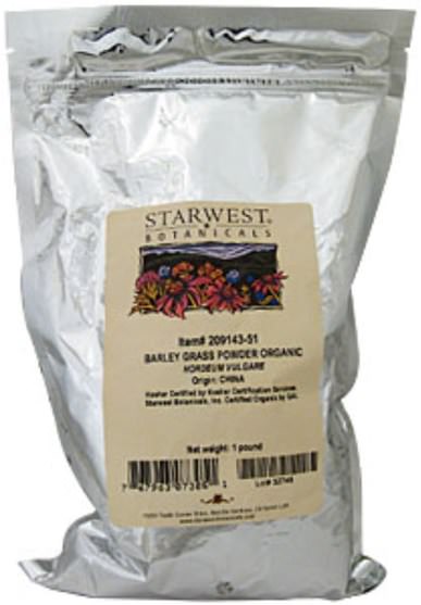 補品，超級食品，大麥草 - Starwest Botanicals, Barley Grass Powder, Organic 1 lb (453.6 g)