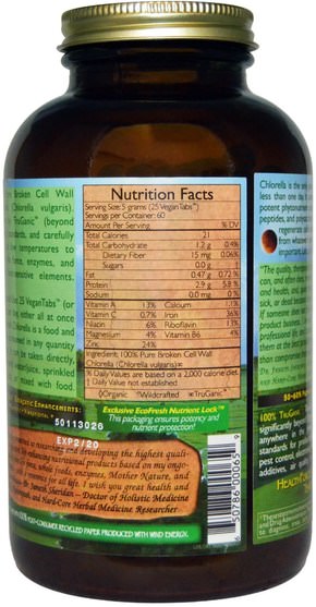補品，超級食品，小球藻 - HealthForce Nutritionals, Chlorella Manna, 1500 VeganTabs