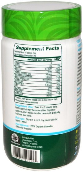 補品，超級食品，有機小球藻 - Green Foods Corporation, Organic Chlorella, 500 mg, 120 Tablets
