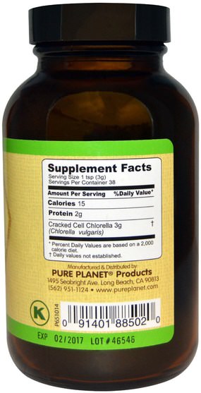 補品，超級食品，小球藻 - Pure Planet, Premium Cracked Cell Chlorella, 4 oz