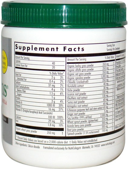 補品，超級食品，綠色蔬菜 - Nutricology, ProGreens, with Advanced Probiotic Formula, 9.27 oz (265 g)