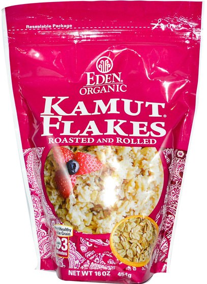 補品，超級食品，kamut - Eden Foods, Organic Kamut Flakes, Roasted & Rolled, 16 oz (454 g)