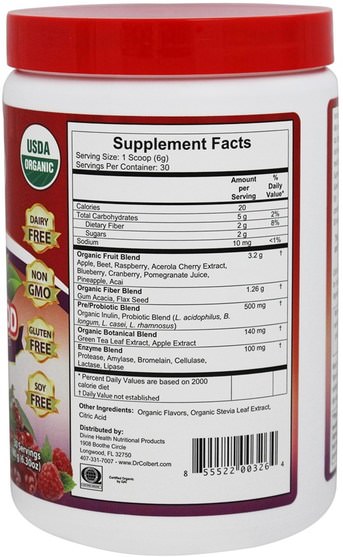 補充劑，超級食品，orac抗氧化劑 - Divine Health, Organic Red SupremeFood, 6.30 oz (180 g)