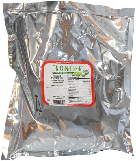 補品，超級食品，小麥草 - Frontier Natural Products, Organic Powdered Wheat Grass, 16 oz (453 g)