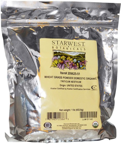 補品，超級食品，小麥草 - Starwest Botanicals, Organic Wheat Grass Powder Domestic, 1 lb (453.6 g)