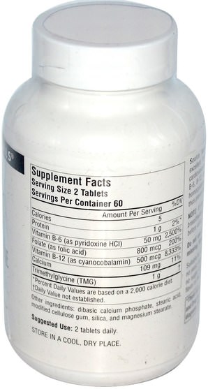 補充劑，tmg（無水甜菜鹼） - Source Naturals, Homocysteine Defense, 120 Tablets
