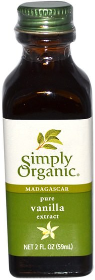 補充劑，香草精華豆 - Simply Organic Madagascar Pure Vanilla Extract, Farm Grown, 2 fl oz (59 ml)