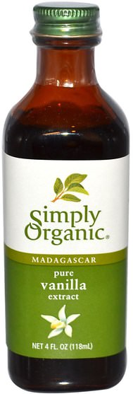 補充劑，香草精華豆 - Simply Organic Madagascar Pure Vanilla Extract, Farm Grown, 4 fl oz (118 ml)