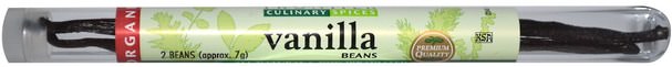 補充劑，香草精華豆，香料和調味料 - Frontier Natural Products, Organic Vanilla Beans, 2 Beans, Farm Grown, (Approx. 7 g)