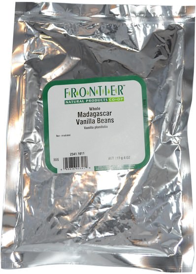 補充劑，香草精華豆，香料和調味料 - Frontier Natural Products, Whole Madagascar Vanilla Beans, Farm Grown, 4 oz (113 g)