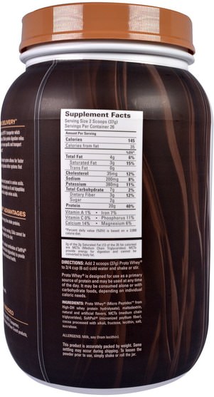 補充劑，乳清蛋白 - BNRG, Proto Whey, Pure High-DH Hydrolyzed Whey Protein, Double Chocolate, 2.1 lbs (962 g)