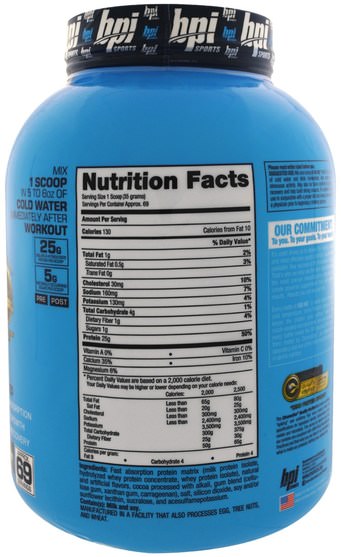 補充劑，乳清蛋白，bpi運動力量和力量 - BPI Sports, ISO HD, 100% Whey Protein Isolate & Hydrolysate, Peanut Butter Candy Bar, 5.3 lbs (2.398 g)