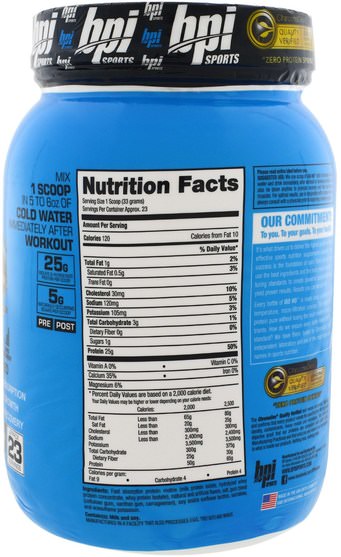 補充劑，乳清蛋白，bpi運動力量和力量 - BPI Sports, ISO HD, 100% Whey Protein Isolate & Hydrolysate, Vanilla Cookie, 1.7 lbs (759 g)