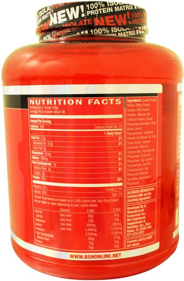 補充劑，乳清蛋白 - BSN, Syntha-6 Isolate, Protein Powder Drink Mix, Chocolate Milkshake, 4.01 lbs (1.82 kg)